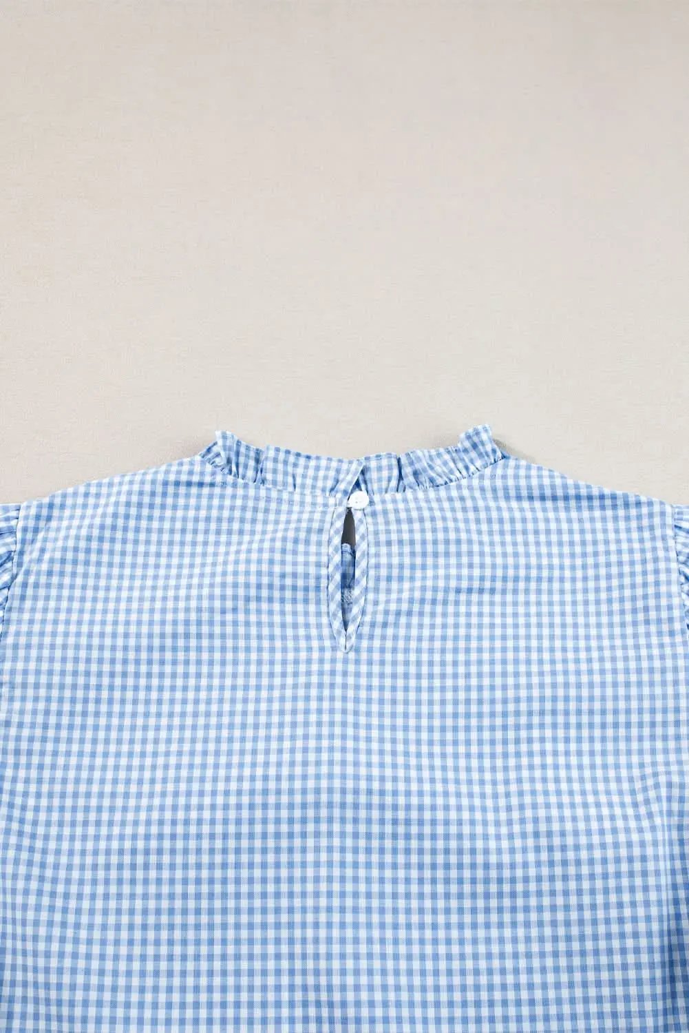 Light blue floral blouse with puff sleeves - Love Salve